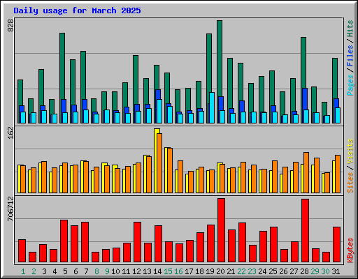 Daily usage for March 2025