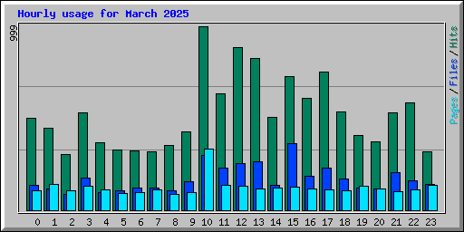 Hourly usage for March 2025